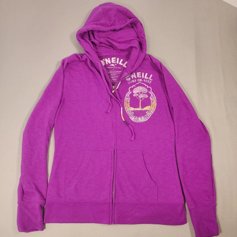 ONeill Surf Co 1952 Purple Graphic Full Zip Hoodie Womens Large RN85773 Y2K - Picture 2 of 8
